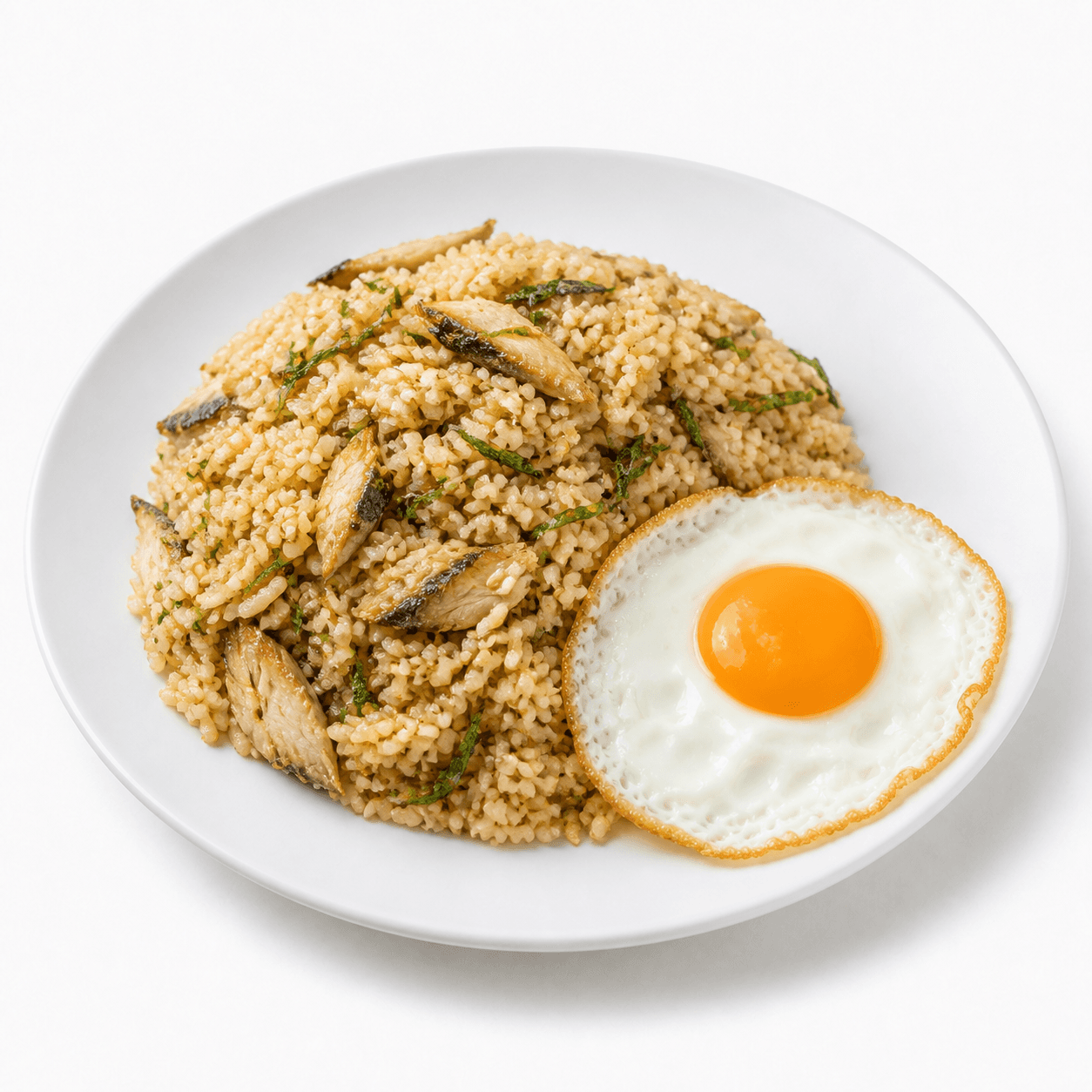 ข้าวผัดปลาทูสมุนไพร + ไข่ดาว