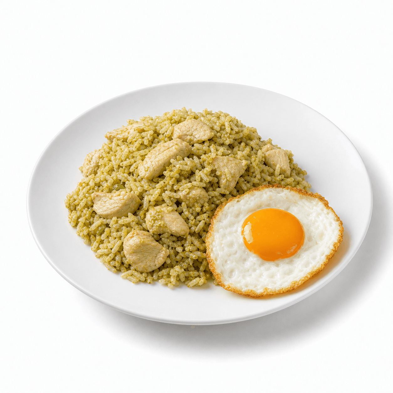 ข้าวผัดแกงเขียวหวานไก่ + ไข่ดาว